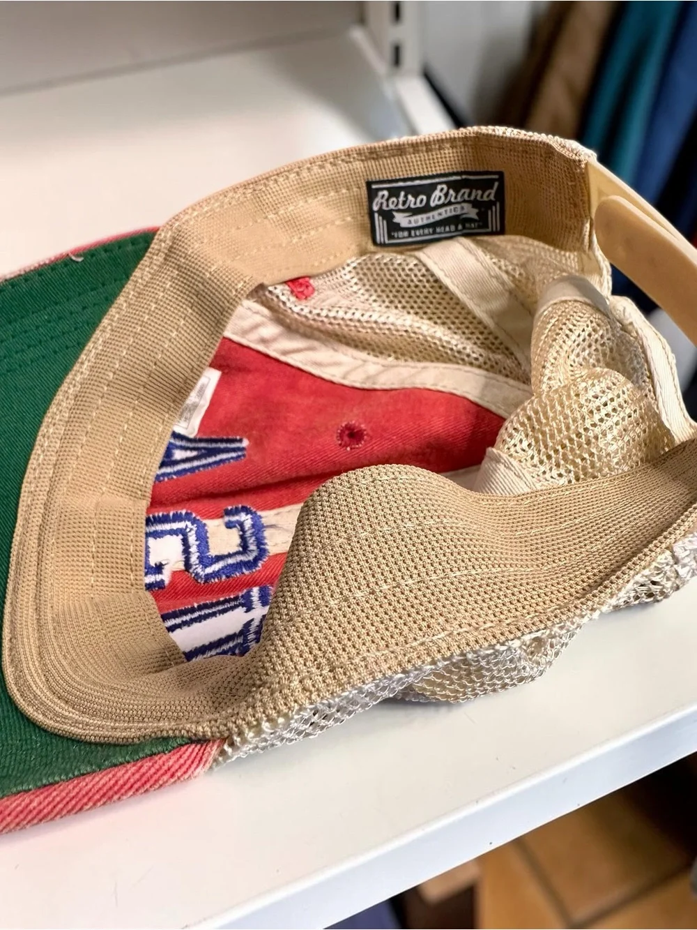 Original Retro Brand Red and Beige USA Embroidered Trucker Hat
